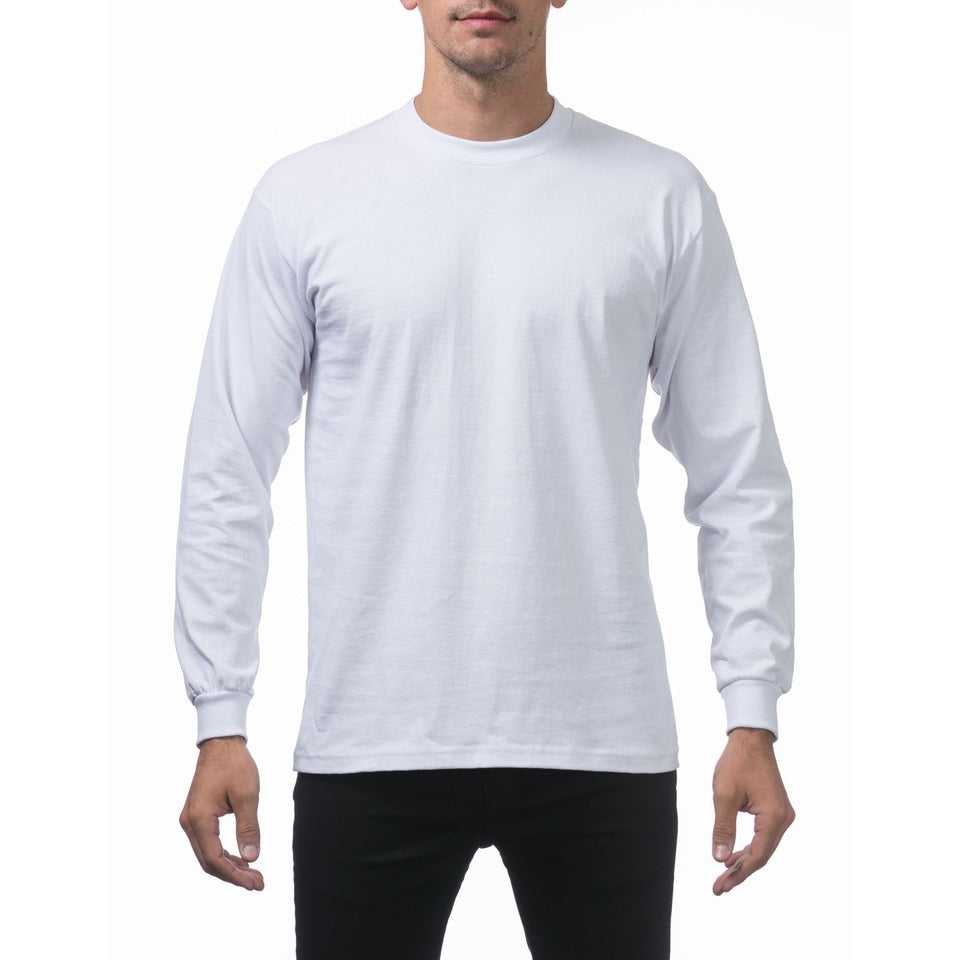 Pro Club Men's Heavyweight Cotton Long Sleeve Crew Neck T-Shirt