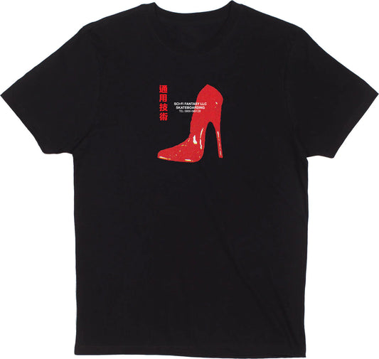 Sci-Fi Fantasy Red Shoe T-shirt Black