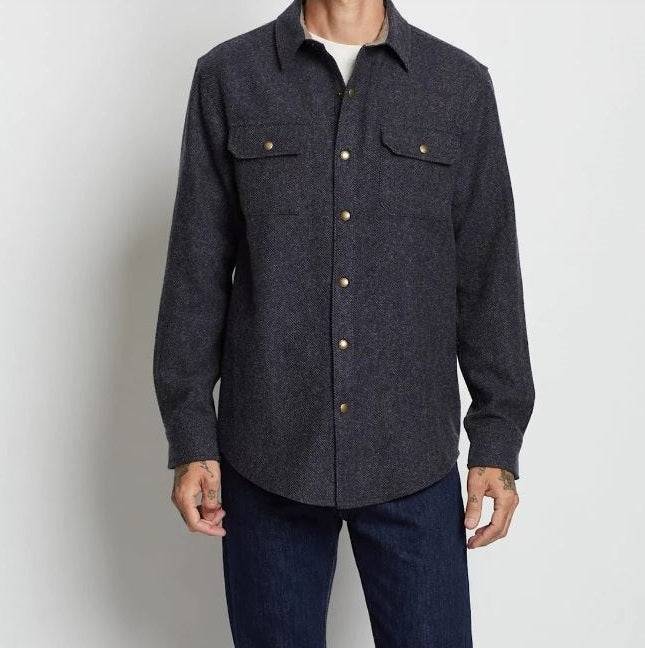 Pendleton Lambswool Twill Navy / Taupe Snap Shirt