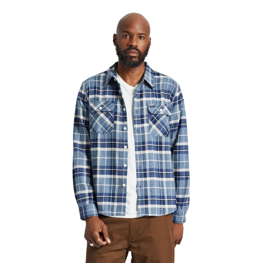 Brixton Bowery Flannel -  Flint Blue/Twilight Blue/Beige