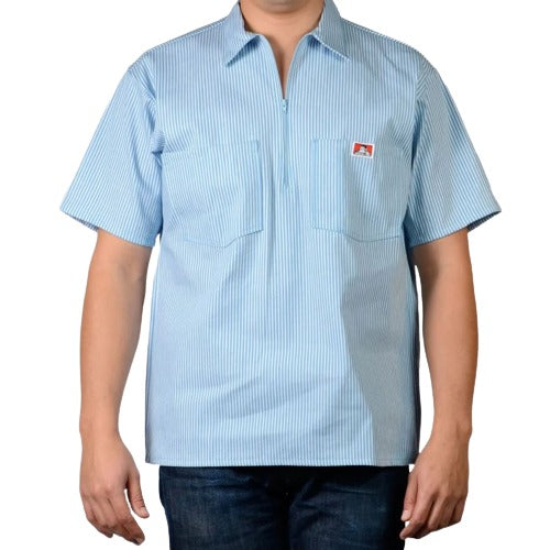 Ben Davis 1/2 Zip Up Shirt Blue Stripe