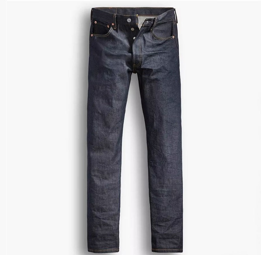 Levis 501-0000 Original Shrink-To-Fit Rigid Dark Wash Jeans