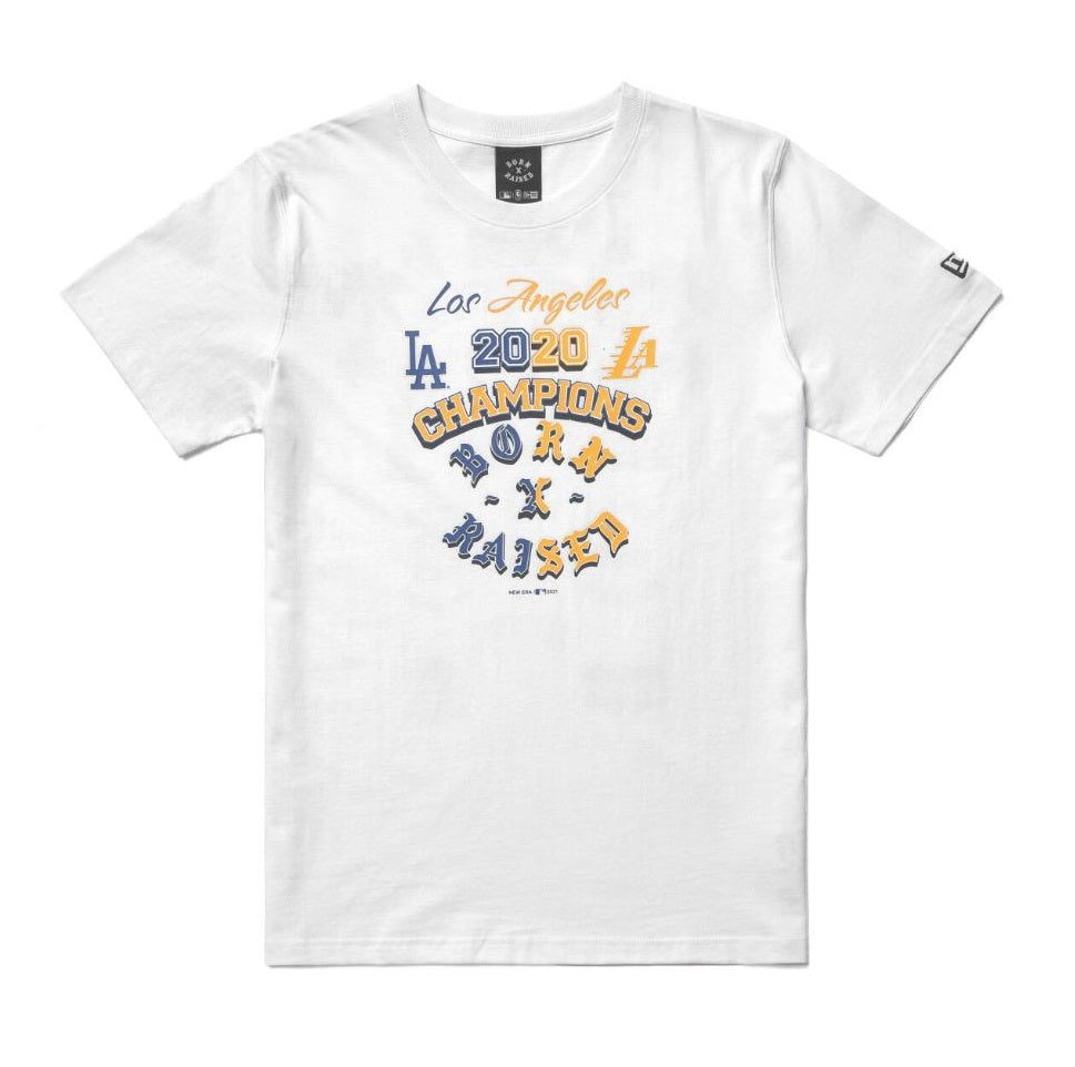 Born X Raised "City Of Champs" Lakers/Dodgers White T-shirt