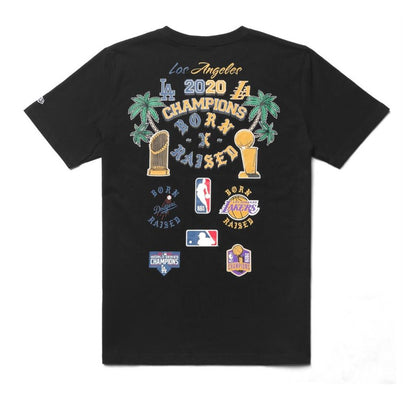 Born X Raised "City Of Champs" Lakers/Dodgers Black T-shirt
