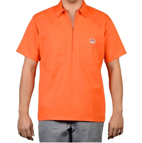 Ben Davis 1/2 Zip Up Shirt Orange Shirt