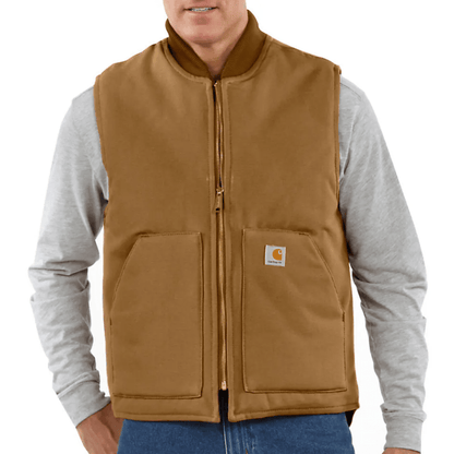 Relaxed Fit Firm Duck Insulated Rib Collar Vest  OV0001-BRN