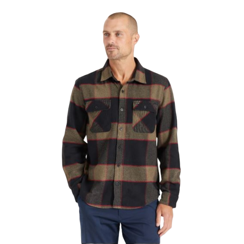 Brixton Bowery Flannel -  Heather Grey/Charcoal